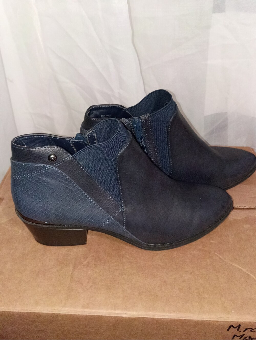 Women's Simply Vera Navy Blue Faux Suede Ankle Boots